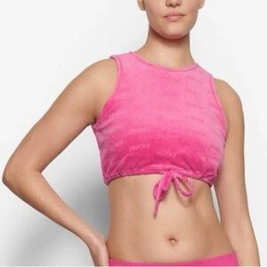 Skims LOGO Velour Tie Tank Hot Pink
